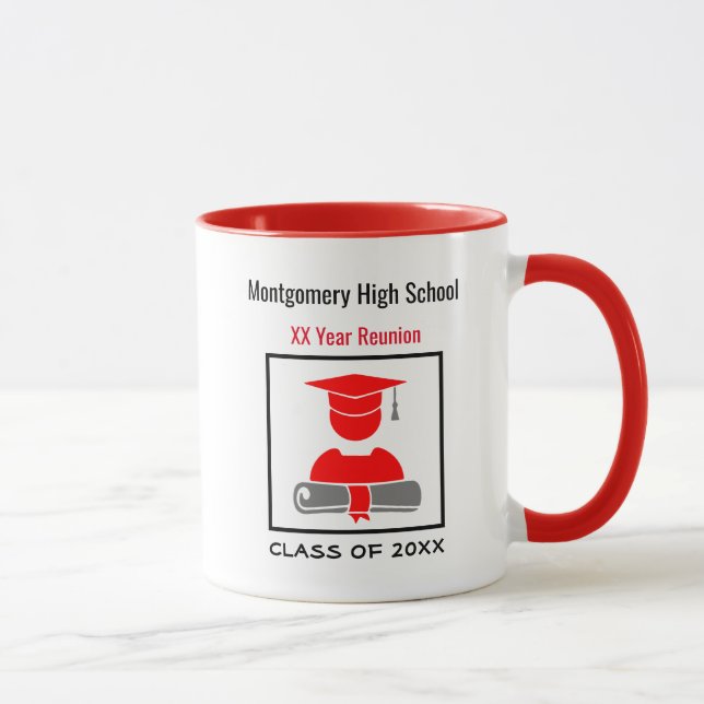 High School Reunion Custom Black Red Mug (Right)