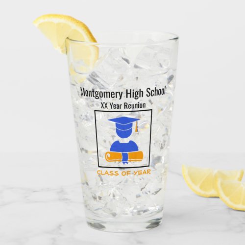High School Reunion Custom Blue Orange Glass