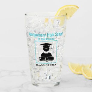 High School Reunion Custom Name Black Pastel Blue Glass