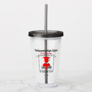 High School Reunion Custom Red Gray Acrylic Tumbler