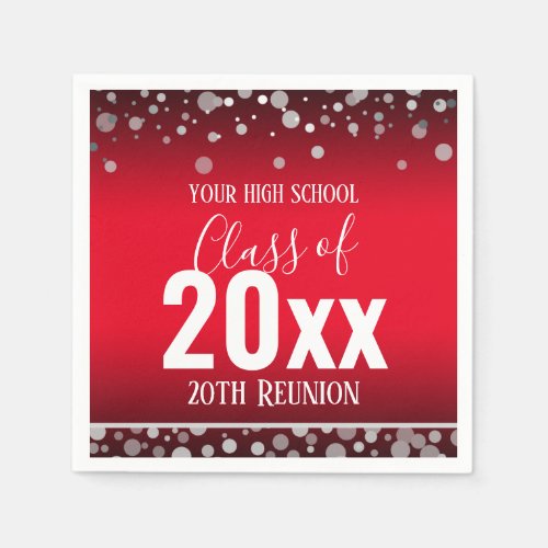 High School Reunion Elegant Confetti Red Napkins