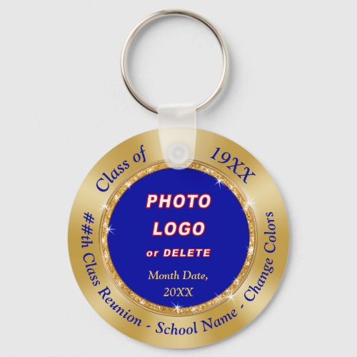 High School Reunion Favors Personalized Blue Gold Keychain