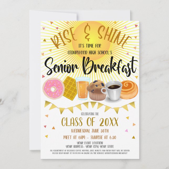 High School Senior Breakfast Party Invitation  (Front)