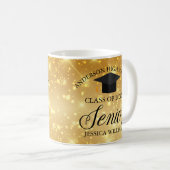 High School Senior Girl Gold Sparkle Custom 2024 Coffee Mug (Front Right)