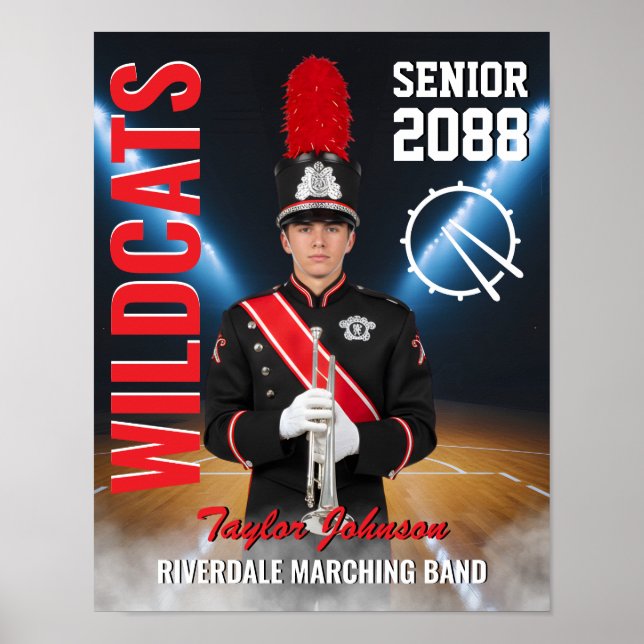 High School Senior Marching Band Photo Sports Poster (Front)