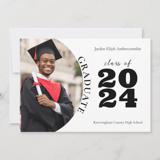 High School Senior Modern One-Photo Graduation  Announcement (Front)