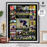 High School Senior Sports 22 Photo Collage Poster<br><div class="desc">Recognize and celebrate your high school sports senior on Seniors Night, season-end sports recognition or awards dinner or display at his or her graduation party with this poster print utilizing an easy-to-upload photo collage template with 22 rectangle pictures and your custom text in your choice of colors. Makes a commemorative...</div>