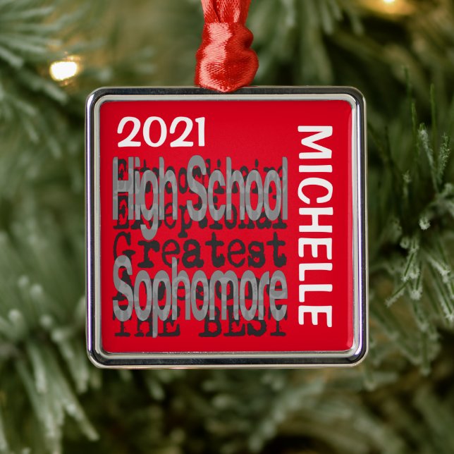 High School Sophomore Extraordinaire CUSTOM Metal Ornament (Tree)