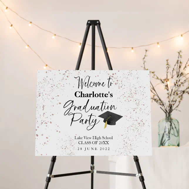 High School Splash Glitter Grad Party Welcome Sign | Zazzle