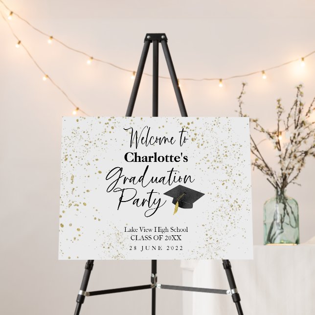 High School Splash Glitter Grad Party Welcome Sign (In Situ (Stand))