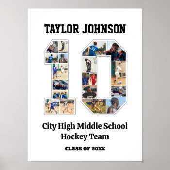 High School Sports Player Number 10 Photo Collage Poster by raindwops at Zazzle