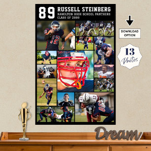 High School Sports Senior 13 Photo Collage Grad Poster