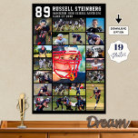 High School Sports Senior 19 Photo Collage Grad Poster<br><div class="desc">Honor and celebrate your high school sports senior on Seniors Night, at the athletics awards banquet or display at his or her graduation party this photo collage poster print with 19 pictures and personalized with your player's number, initials or school monogram, name and your custom text in your choice of...</div>
