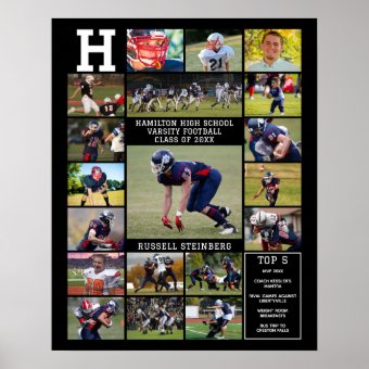 High School Sports Senior 19 Photo Collage Poster | Zazzle