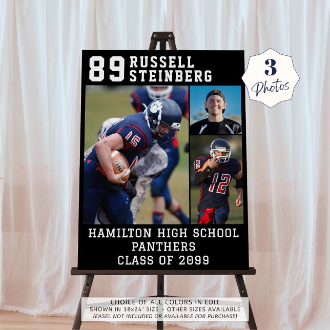 High School Sports Senior 3 Photo Collage Grad Foam Board (Creator Uploaded)
