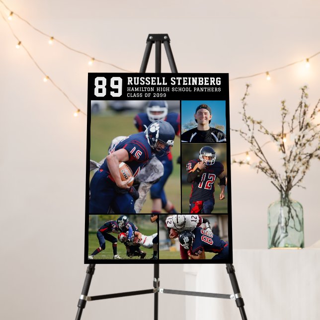 High School Sports Senior 5 Photo Collage Grad Foam Board (In Situ (Stand))