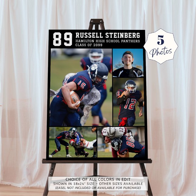 High School Sports Senior 5 Photo Collage Grad Foam Board (Creator Uploaded)