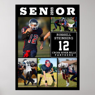 High School Sports Senior 5 Photo Collage Poster
