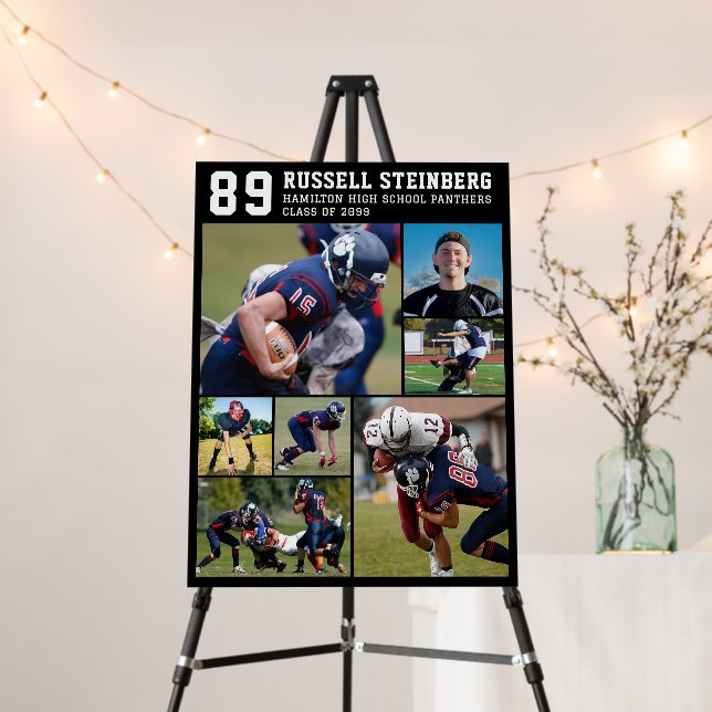 High School Sports Senior 7 Photo Collage Grad Foam Board (In Situ (Stand))