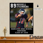 High School Sports Senior Graduation One Photo Poster<br><div class="desc">Honor and celebrate your high school sports senior on Seniors Night, athletics awards banquet or display at his or her graduation party with your senior's photo printed on a poster print personalized with your player's number, initials or school monogram, name and your custom text below the picture in your choice...</div>