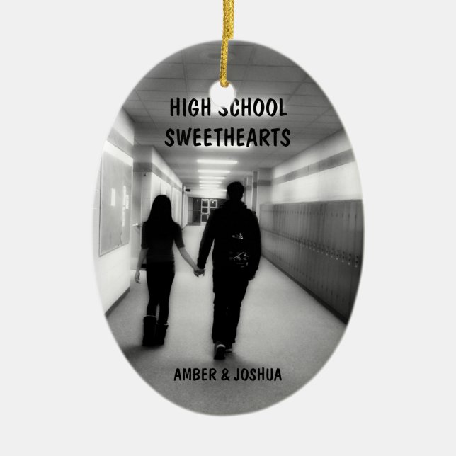 High School Sweethearts Ceramic Ornament (Front)