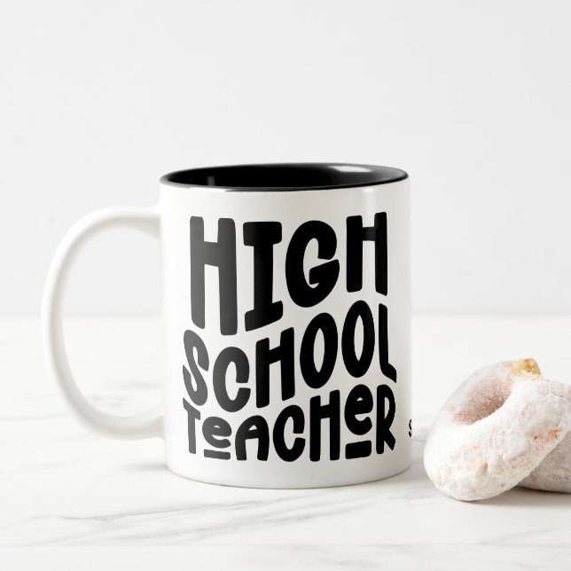 High School Teacher Appreciation Minimalist Two-Tone Coffee Mug (With Donut)