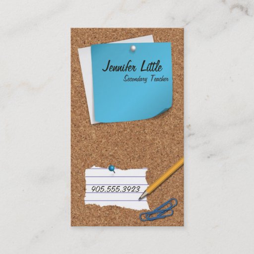 Customizable High School Teacher Business Card - Post It Note