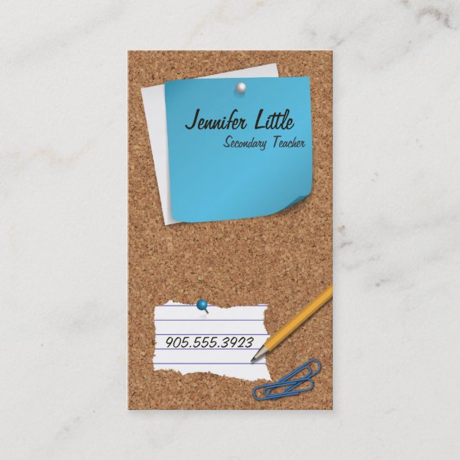 High School Teacher Business Card - Post It Note (Front)