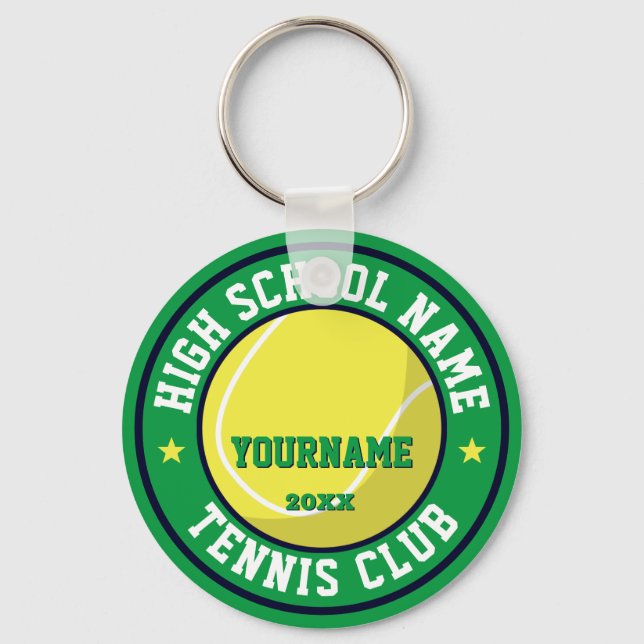 High School Tennis Club Custom Color Sports Keychain (Front)