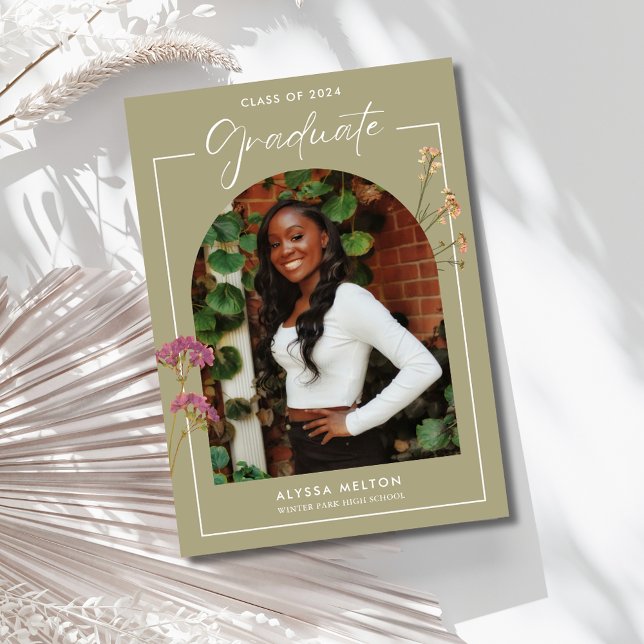 High School Wildflowers Photo Graduation Party  Invitation (High School Wildflowers Photo Graduation Party Invitation)