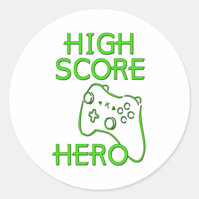 High Score Hero Classic Round Sticker (Front)