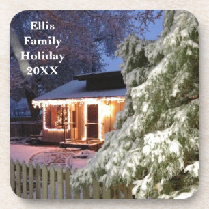 High Sierra Holiday Personalized Ceramic Coaster