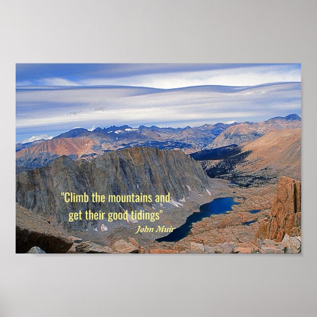 High Sierra Lake Photo With John Muir Quote Poster (Front)