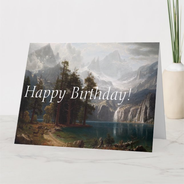 High Sierras Lake Deer Big Birthday Card (Front)