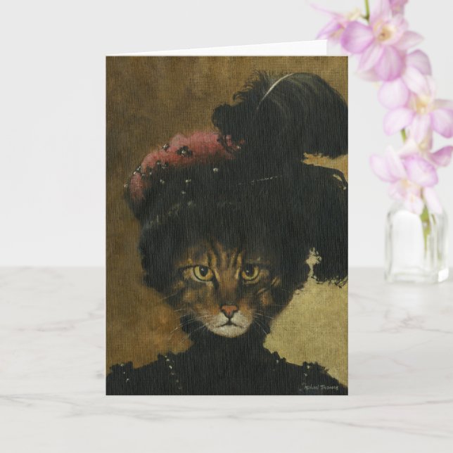 High Society Lady Cat Greetings Card (Orchid)