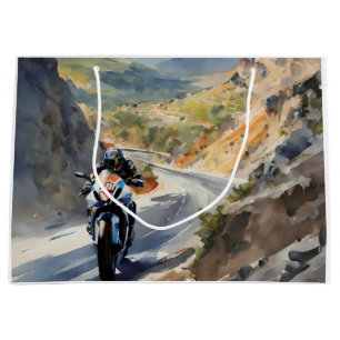 High-Speed Adventure in Vibrant Mountain Landscape Large Gift Bag