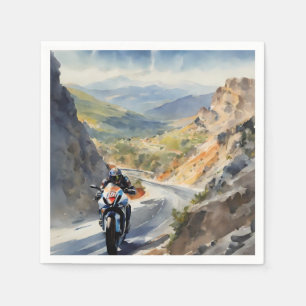 High-Speed Adventure in Vibrant Mountain Landscape Napkins