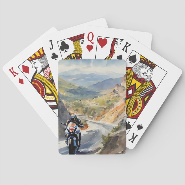 High-Speed Adventure in Vibrant Mountain Landscape Poker Cards (Back)
