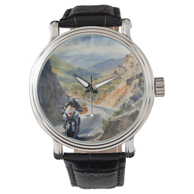 High-Speed Adventure in Vibrant Mountain Landscape Watch (Front)