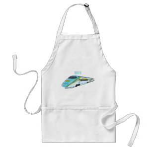 High speed bullet train cartoon illustration adult apron