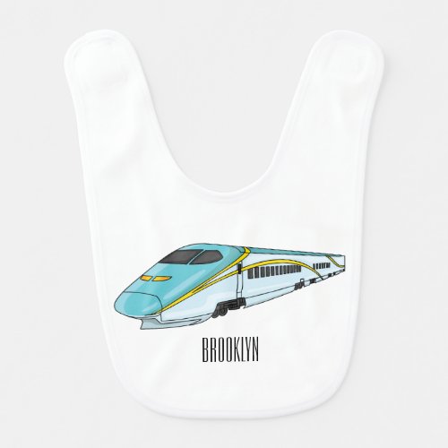 High speed bullet train cartoon illustration baby bib