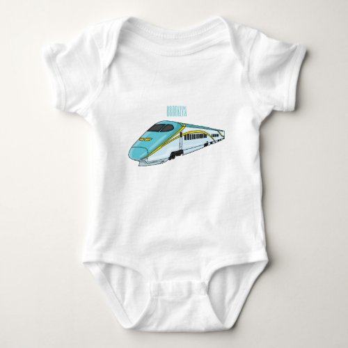 High speed bullet train cartoon illustration baby bodysuit