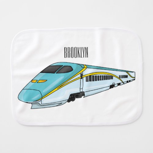 High speed bullet train cartoon illustration baby burp cloth