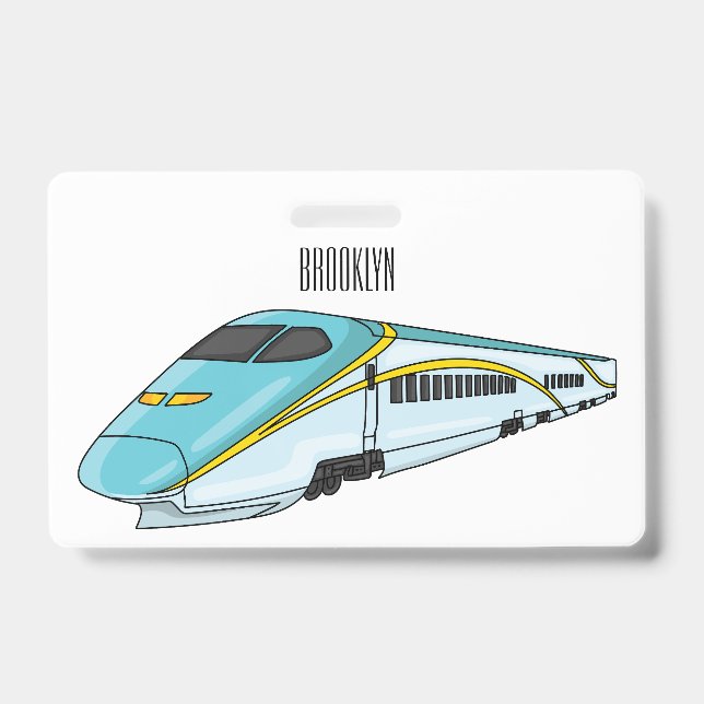 High speed bullet train cartoon illustration badge (Front)