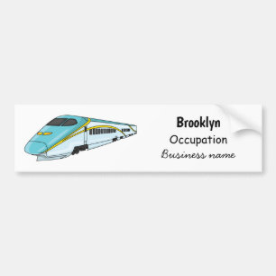 High speed bullet train cartoon illustration bumper sticker