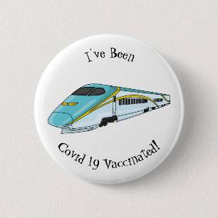 High speed bullet train cartoon illustration button