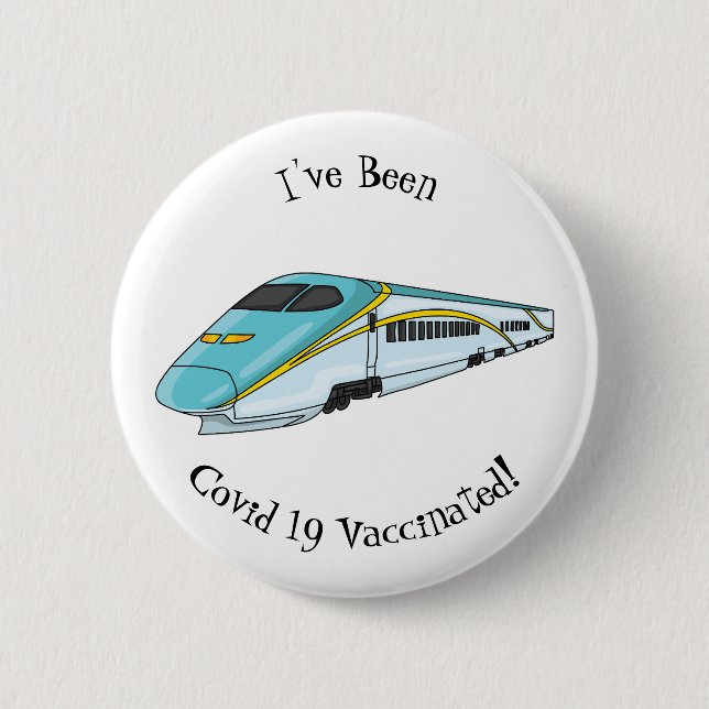 High speed bullet train cartoon illustration button (Front)