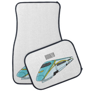 High speed bullet train cartoon illustration car floor mat