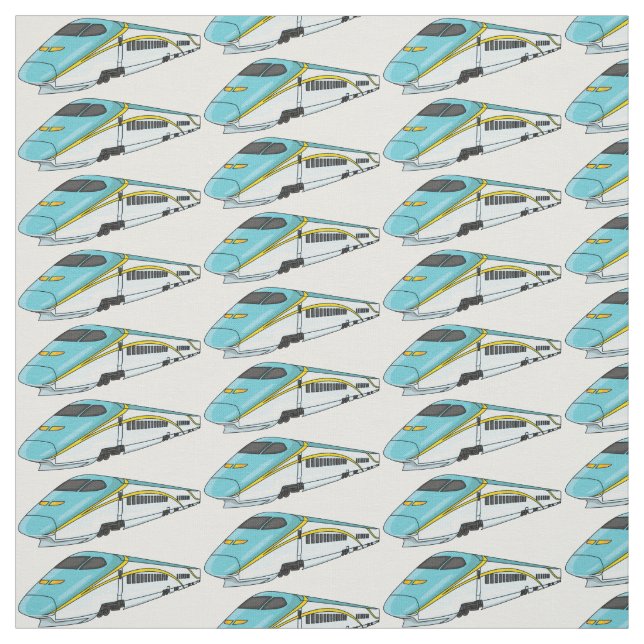 High speed bullet train cartoon illustration fabric (Swatch)