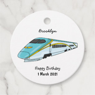 High speed bullet train cartoon illustration favor tags